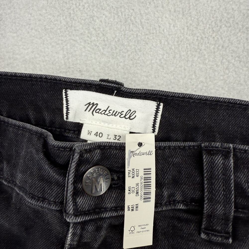 Madewell Jeans Men's 40x32 Black Relaxed Taper Denim 5 Pocket NJ004 Cotton NEW - Picture 6 of 9